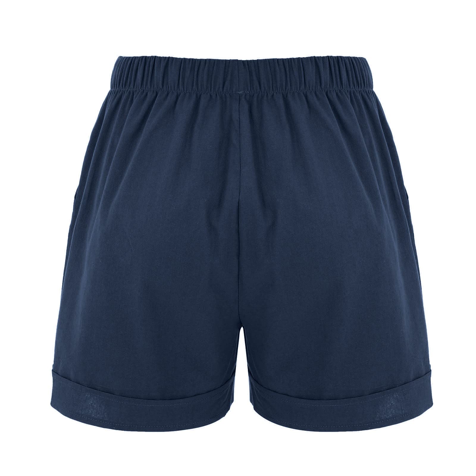 Women's Cotton Linen Shorts - Loose Summer Shorts with Pockets for Beach & Travel