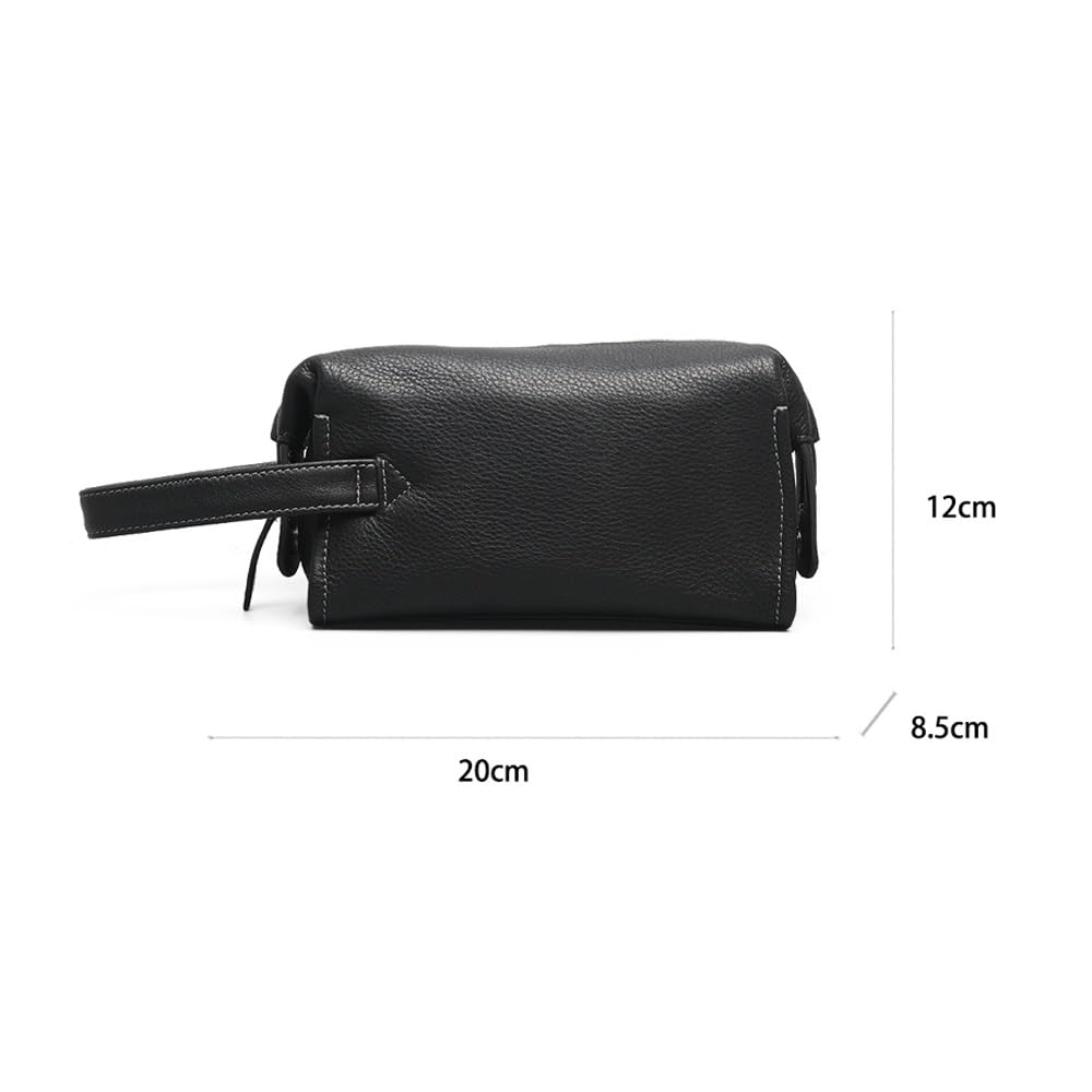 Premium Men's Leather Toiletry Bag - Large Waterproof Travel Dopp Kit for Shaving, Grooming & Toiletries Accessories | Lightweight Durable Organizer for Business Trips, Camping & Vacation | Black