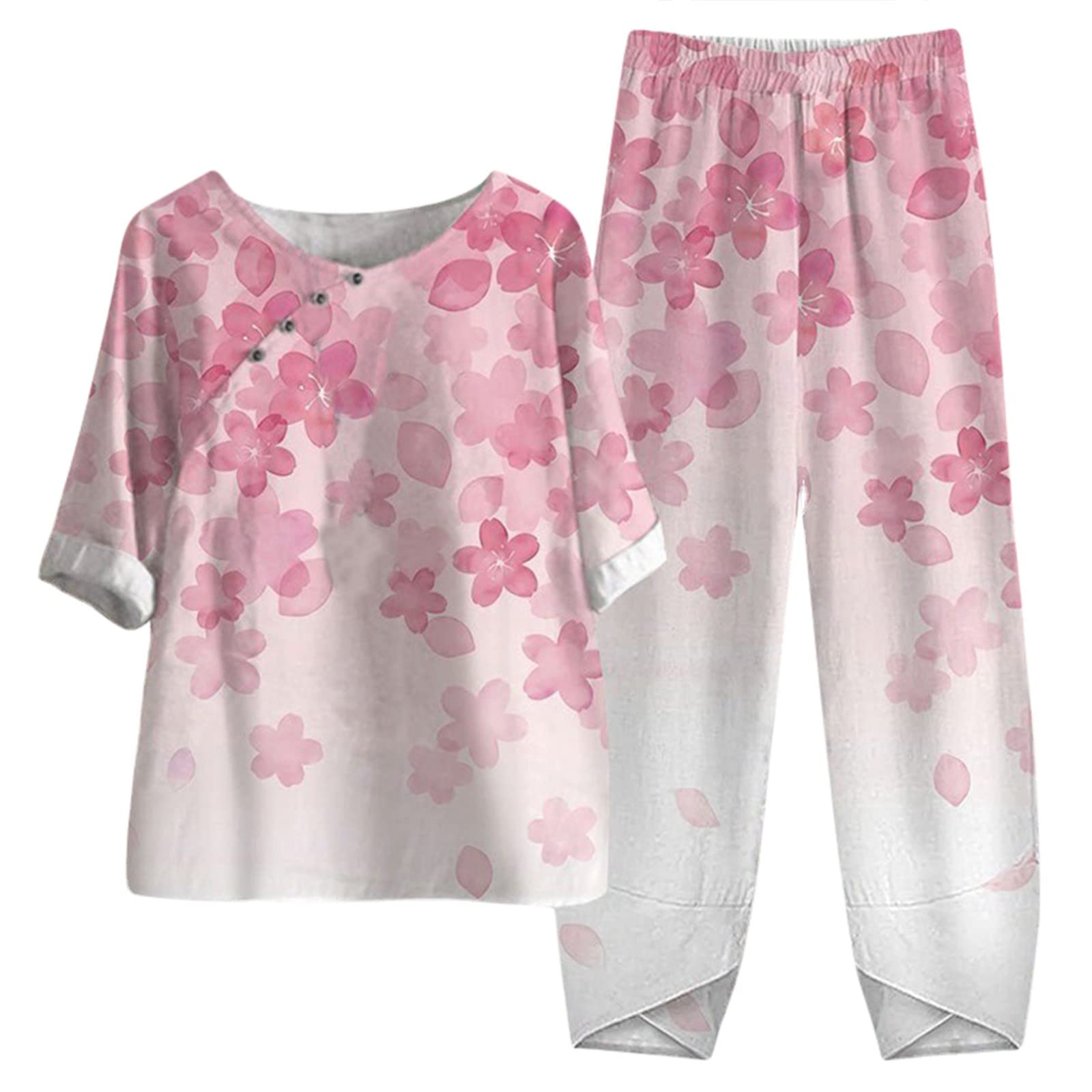 SNKSDGM Women's Linen Lounge Set - Summer Matching Crop Top & Shorts Two Piece Outfit | Breathable Pajama Set for Home, Beach & Vacation