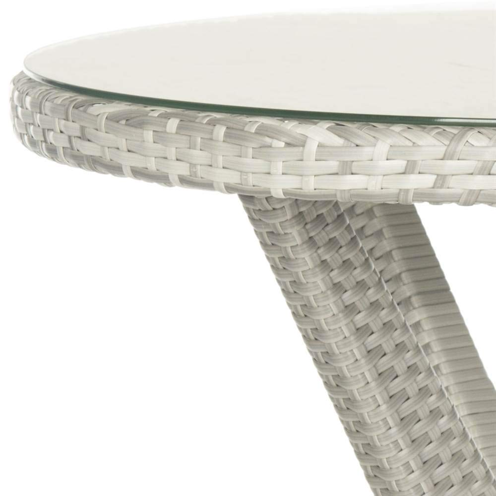 Safavieh Outdoor Round Accent Table - 24 Inch Grey Patio Side Table for Garden, Poolside & Deck - Weather-Resistant Outdoor Furniture for Coffee & Drinks