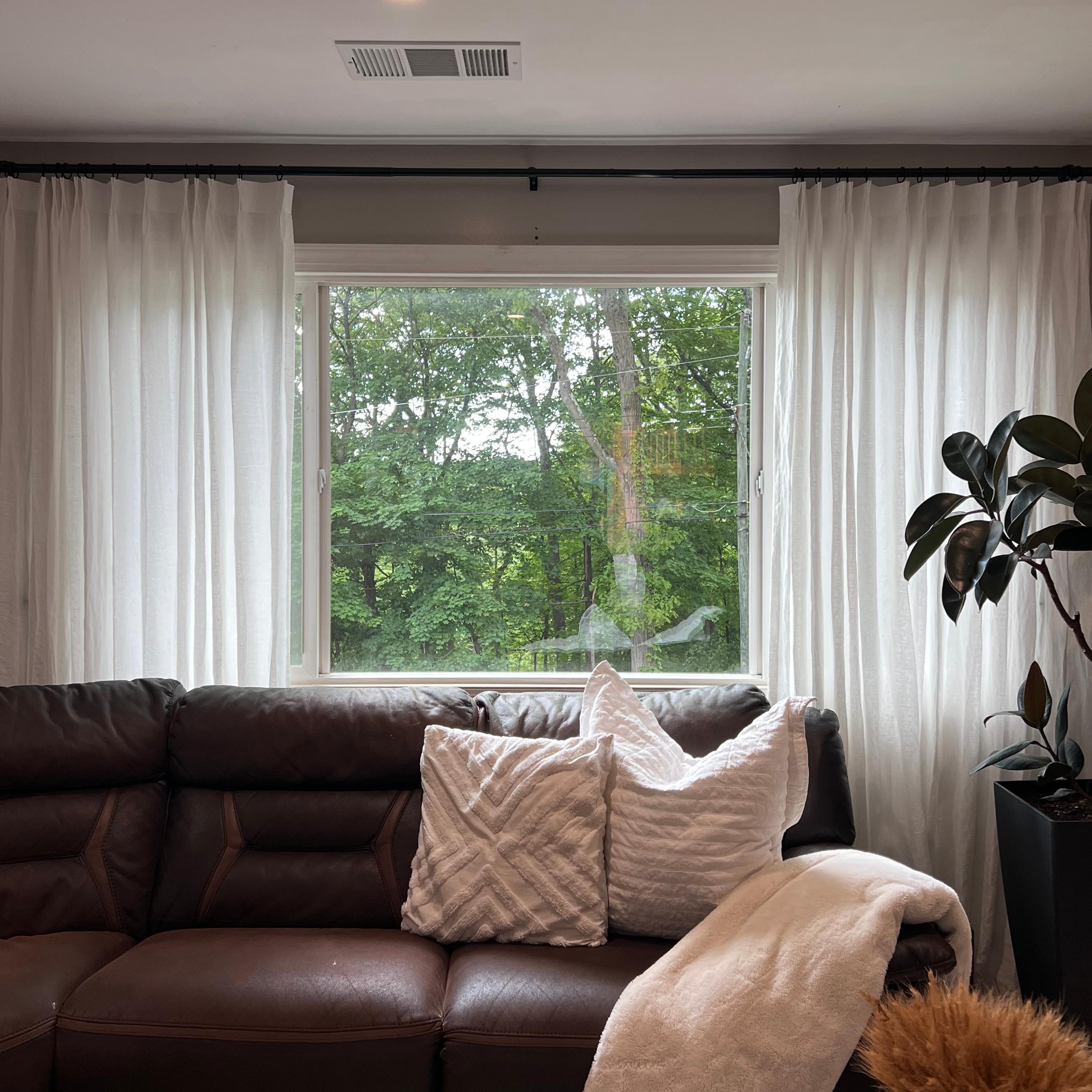 Luma 100% Linen Blackout Curtains - Natural White Pleated Drapes for Living Room & Bedroom | Custom Size Thermal Insulated Window Treatments for Home Decor