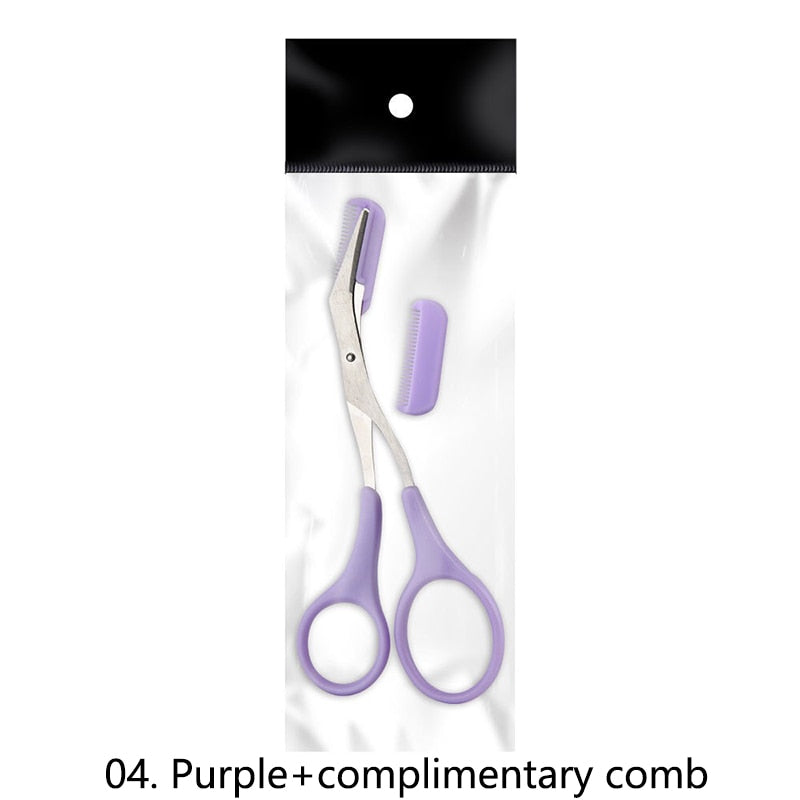 Professional Stainless Steel Eyebrow Scissors with Comb for Women - Precise Grooming & Shaping Tool for Eyebrows, Eyelashes & Facial Hair - Perfect for Home Salon, Travel & Makeup Kit