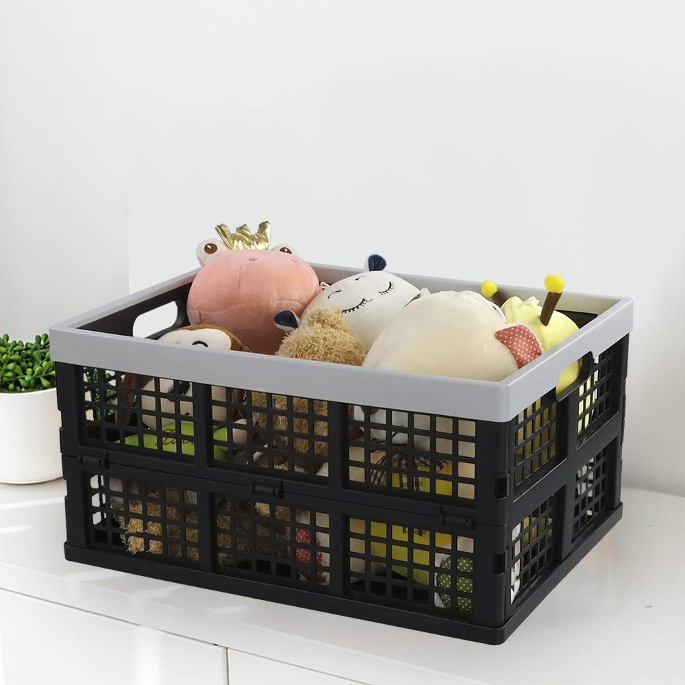 34 Quart Collapsible Storage Crates 2-Pack - Stackable Bins for Home & Office Organization