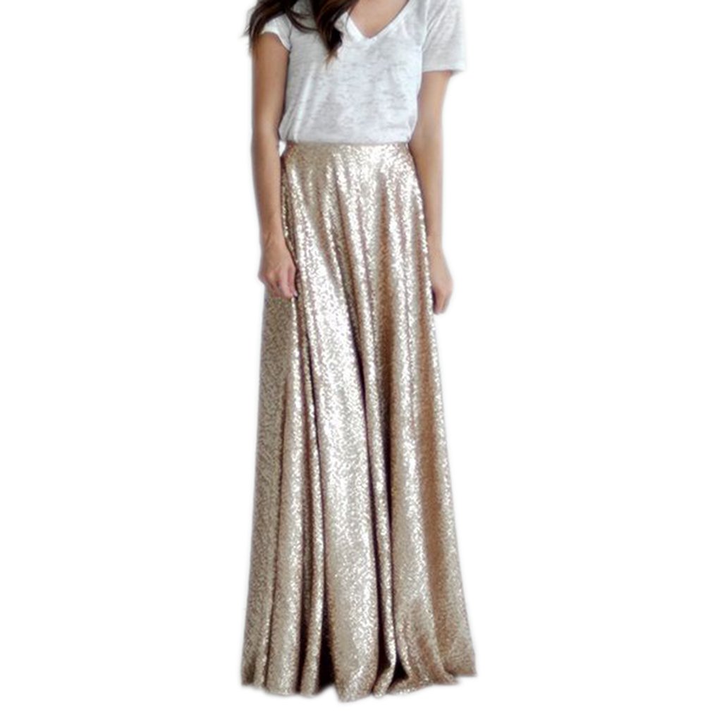 Elegant Sequin Long Floor Length Party Prom Skirt for Women - Perfect for Evening Gala, Formal Dances & Special Occasions