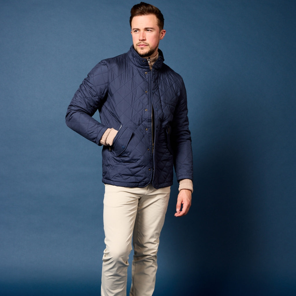 BEAUCAIRE Windsor Quilted Jacket for Women - Navy Blue Classic Puffer Coat with Stylish Diamond Stitch Design | Perfect for Fall, Winter & Outdoor Activities