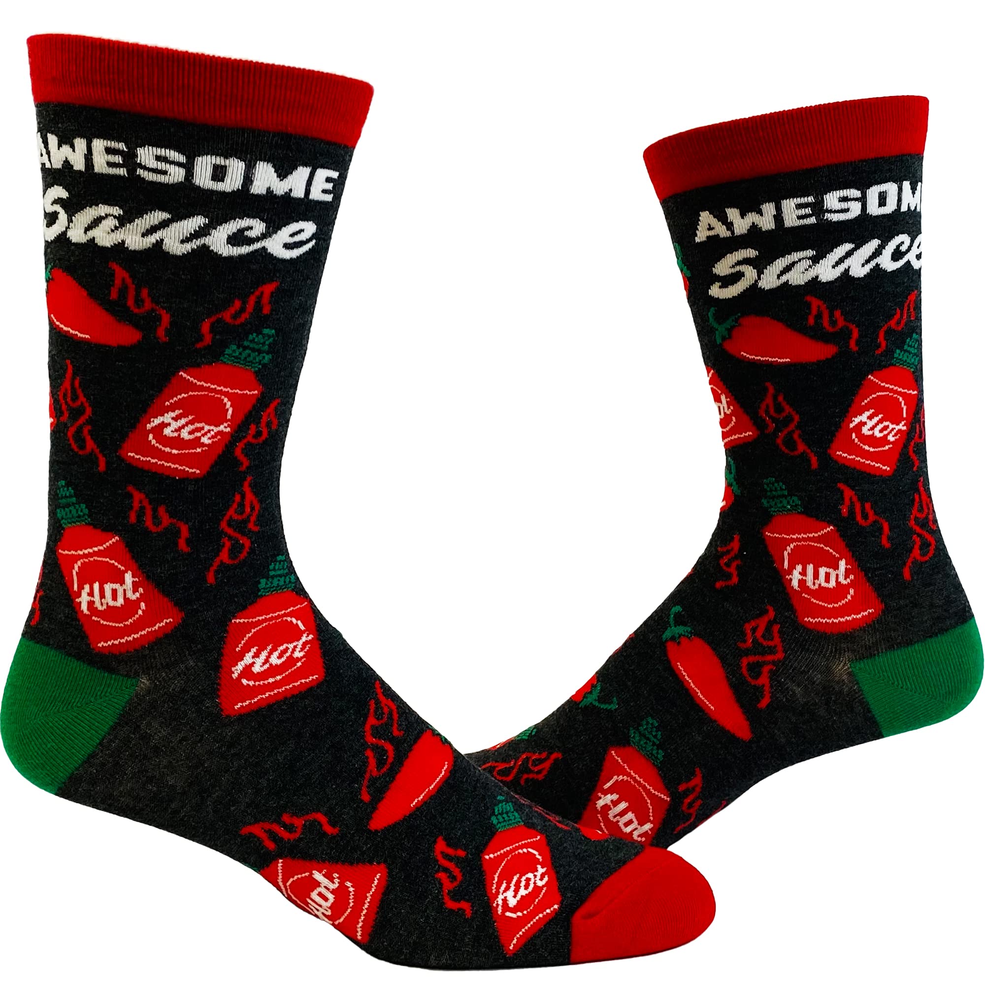 Funny Spicy Hot Sauce Lover Socks for Women - Crazy Dog T-Shits Novelty Graphic Footwear - Perfect for Cooking Enthusiasts & Hot Sauce Fans