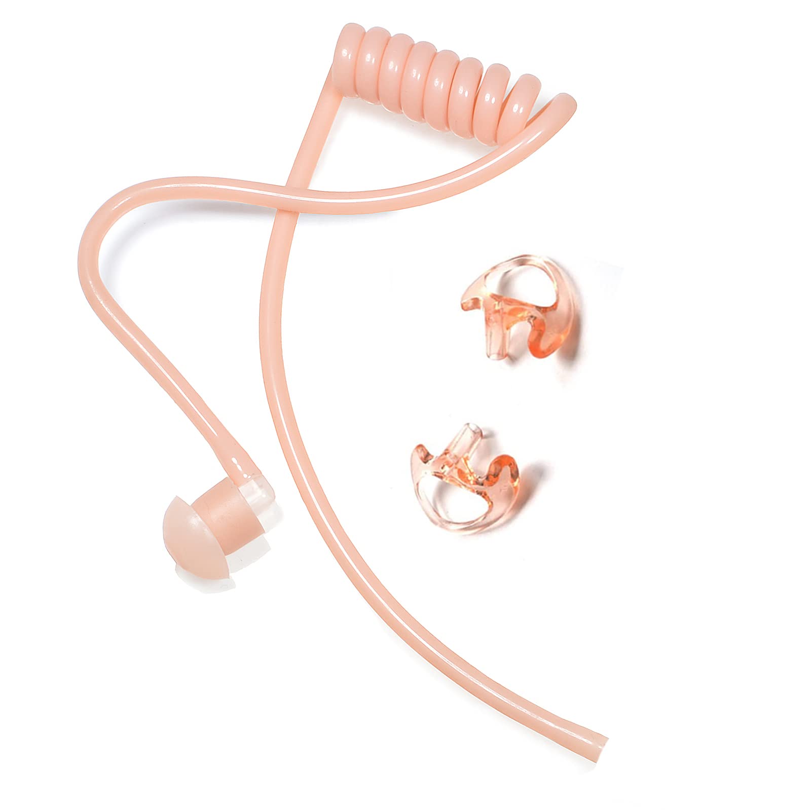 HYS Acoustic Tube Replacement Kit for Two-Way Radio Headsets - Surveillance Audio Coil Tube with Medium Earmolds (1 Pair) - Clear Communication for Security, Law Enforcement & Event Staff