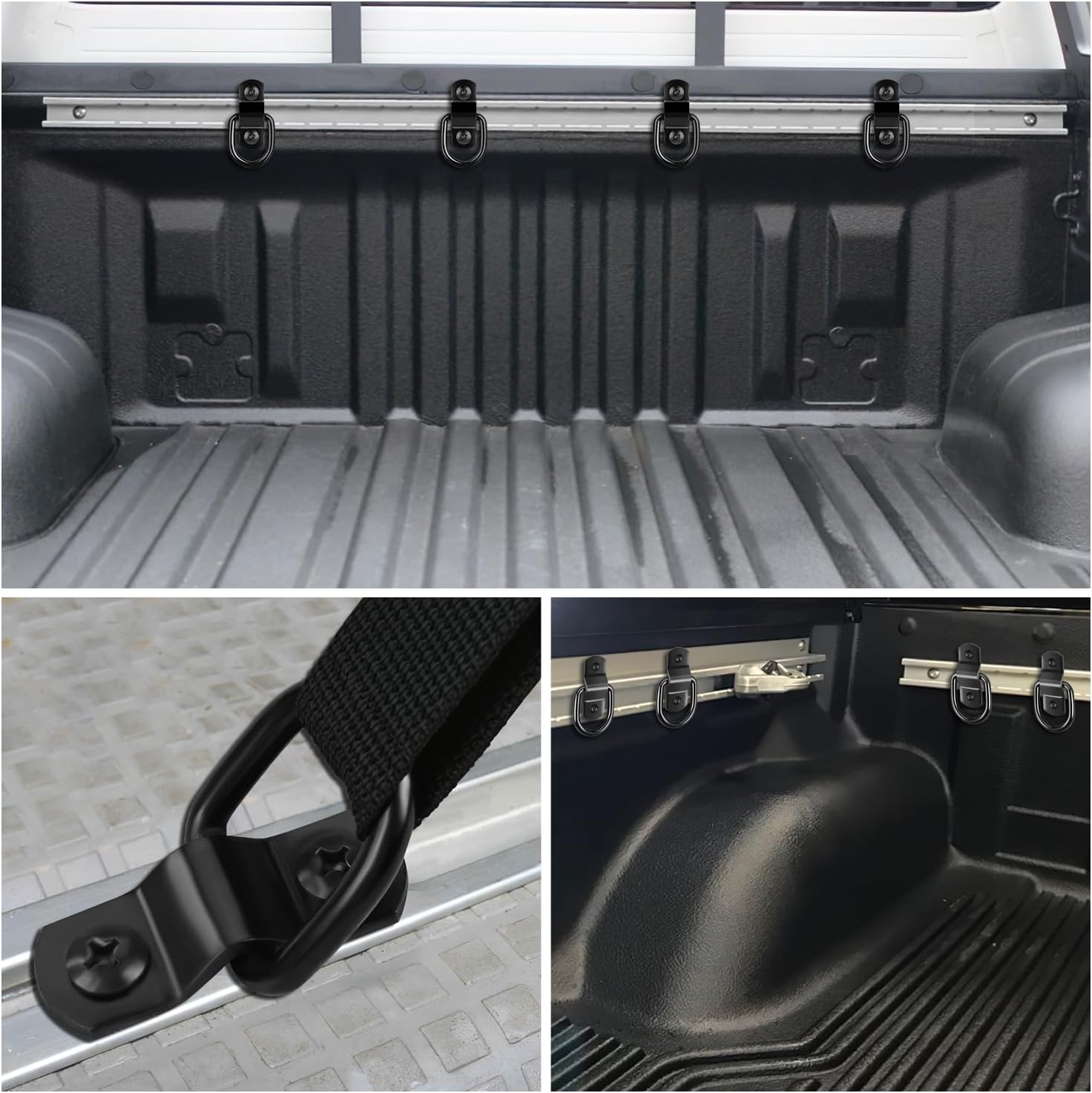 10 Pcs 1/4 Inch Stainless Steel D-Ring Tie Down Straps - Heavy Duty Cargo Securing for Trucks, Trailers & Motorcycle Transport