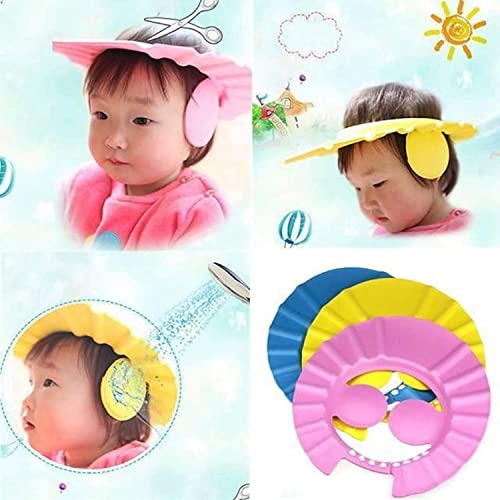 KRUSHNA Adjustable Baby Shower Cap - Soft Bathing Hair Wash Hat for Infants & Toddlers - Waterproof Eye & Ear Protection - Multi Color - Perfect for Bath Time, Hair Washing & Sensitive Skin Care