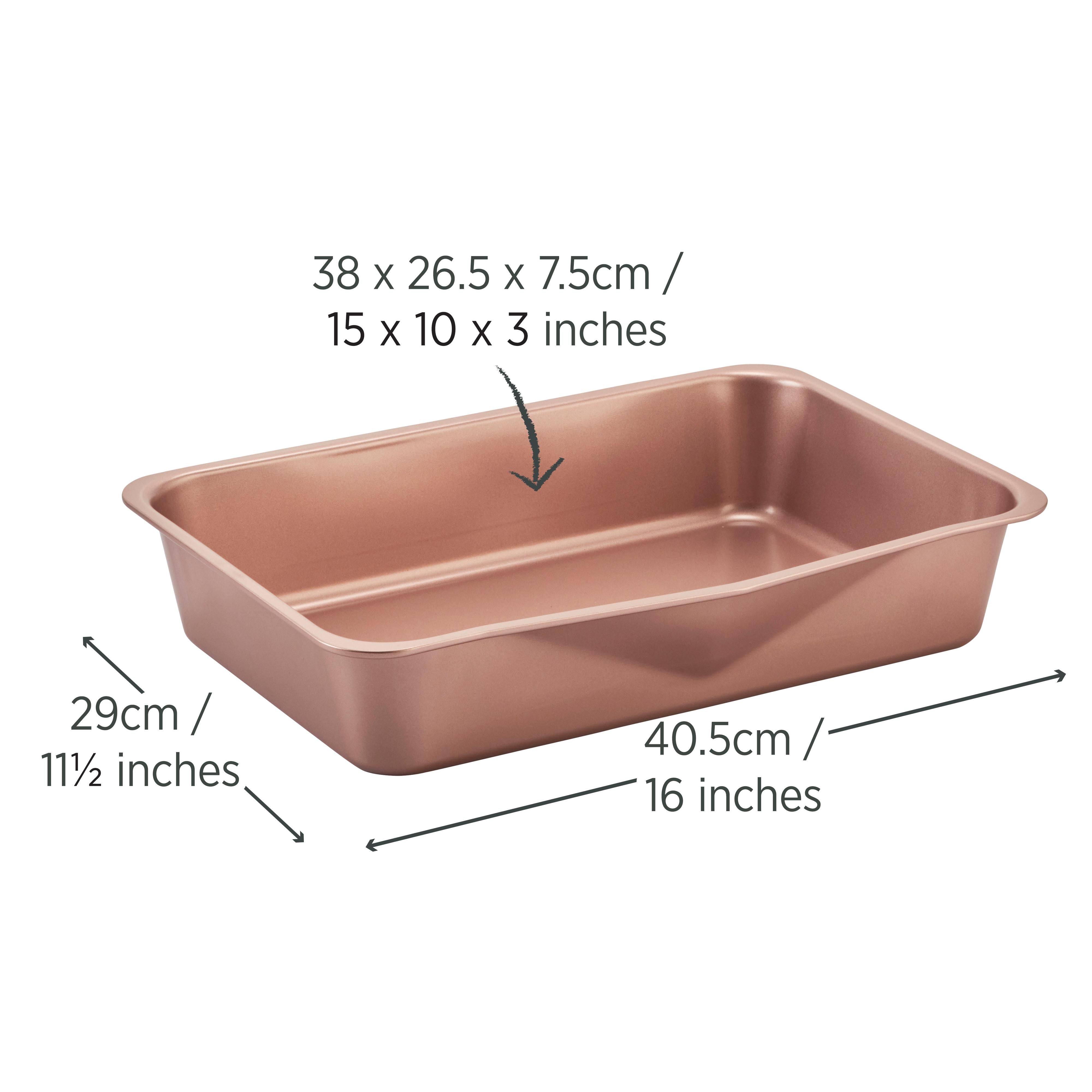 Premium Rose Gold Smart Stack Roasting Pan Set - Nonstick Oven Safe Bakeware for Turkey, Chicken & Vegetables - Perfect for Holiday Dinners, Family Gatherings & Meal Prep
