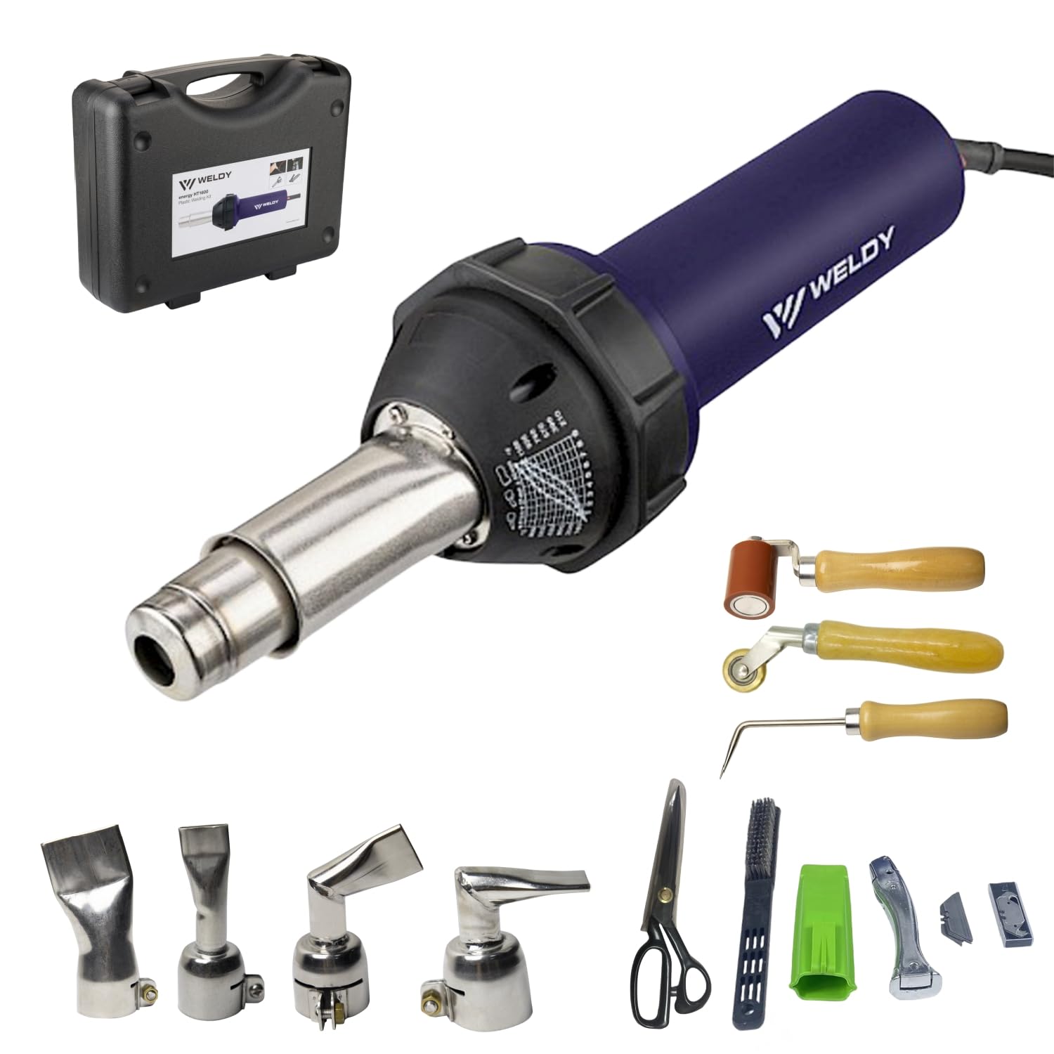 1600W Professional 110V Hot Air Gun - Weldy Heat Gun Set for Overlap Air Welding, Soldering & DIY Projects | Heavy-Duty Hot Blast Torch for Crafts, Shrink Wrapping & Home Repairs