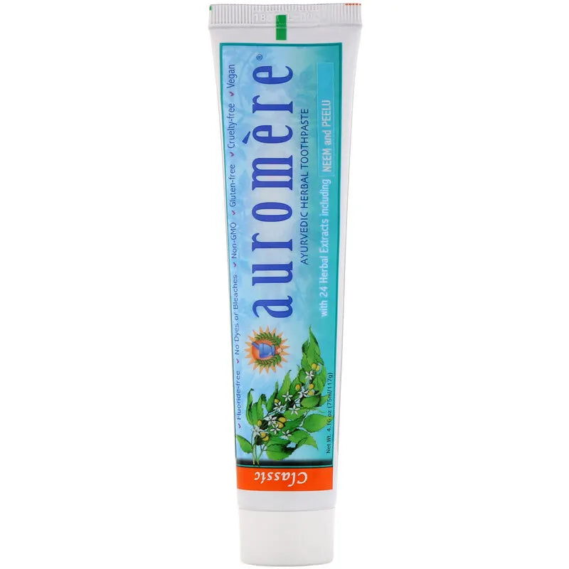 Auromere Ayurvedic Fluoride-Free Toothpaste for Natural Oral Care - Ideal for Sensitive Teeth & Holistic Dental Hygiene