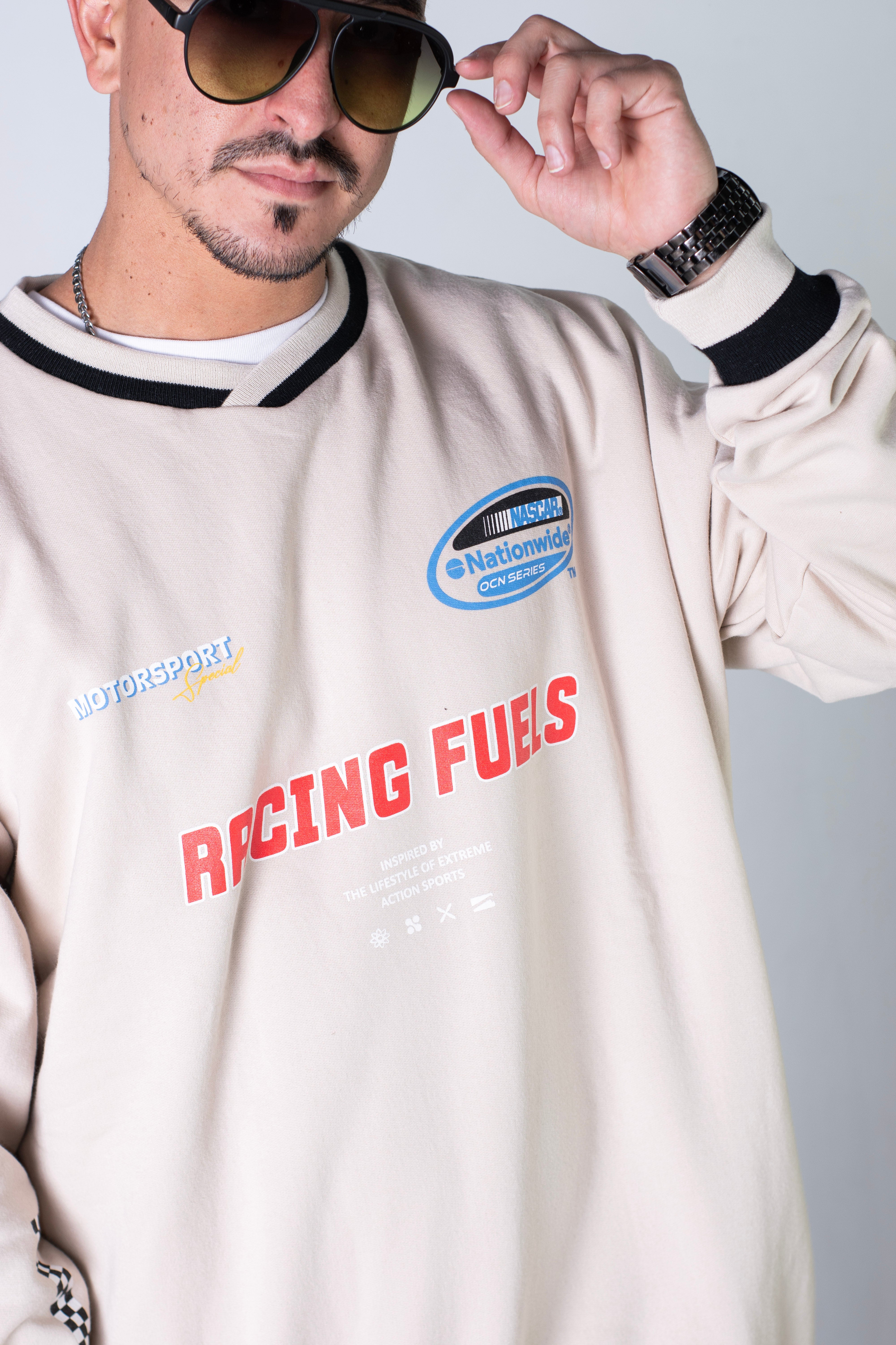 Oversized Buzo Ocn H Racing Crudo Hoodie - Comfortable & Stylish for Casual Wear, Street Fashion, and Outdoor Activities