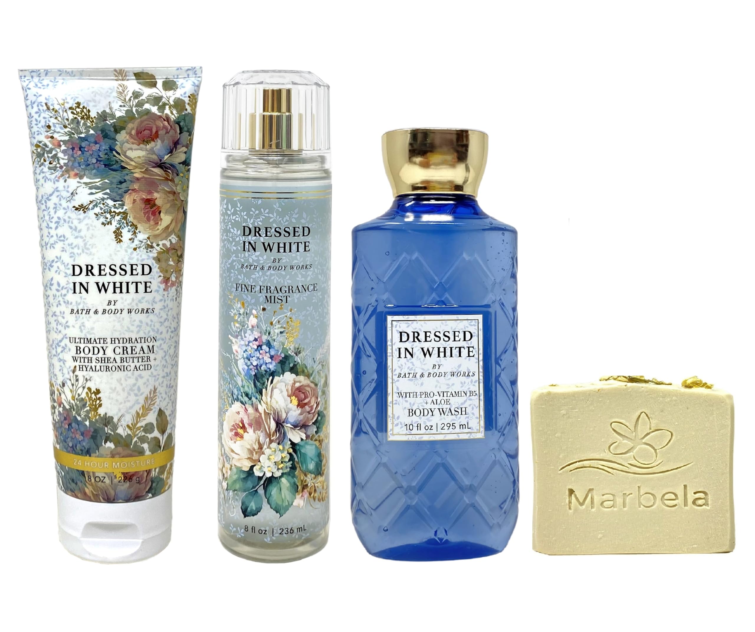 Bath & Body Works Dressed In White 3-Piece Gift Set - Full Size Body Cream, Fine Fragrance Mist & Body Wash with Wild Jasmine Soap Bar | Luxurious Bath & Body Care for Women, Perfect for Gifts, Self-Care & Spa Days