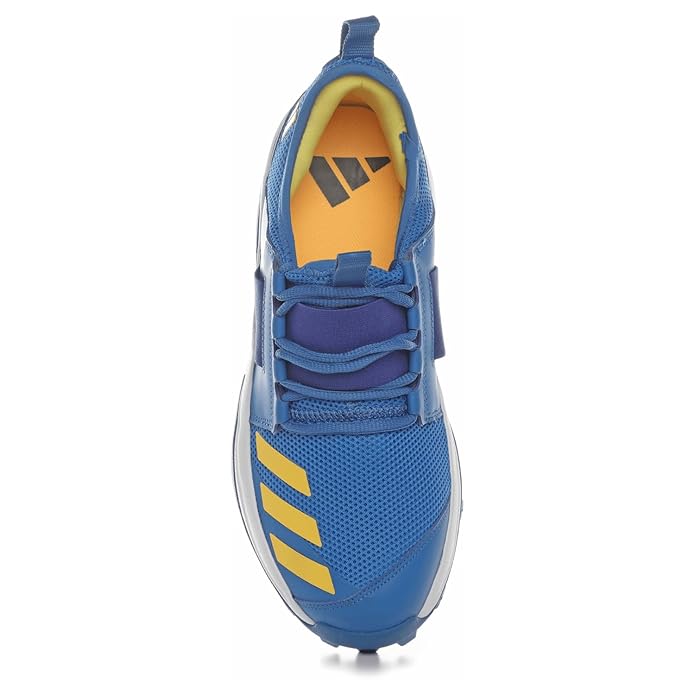Adidas Cricup 23 Cricket Shoes - Royal Blue/Sand Yellow Rubber Spikes for Men | Lightweight Performance Footwear for Cricket Matches & Training