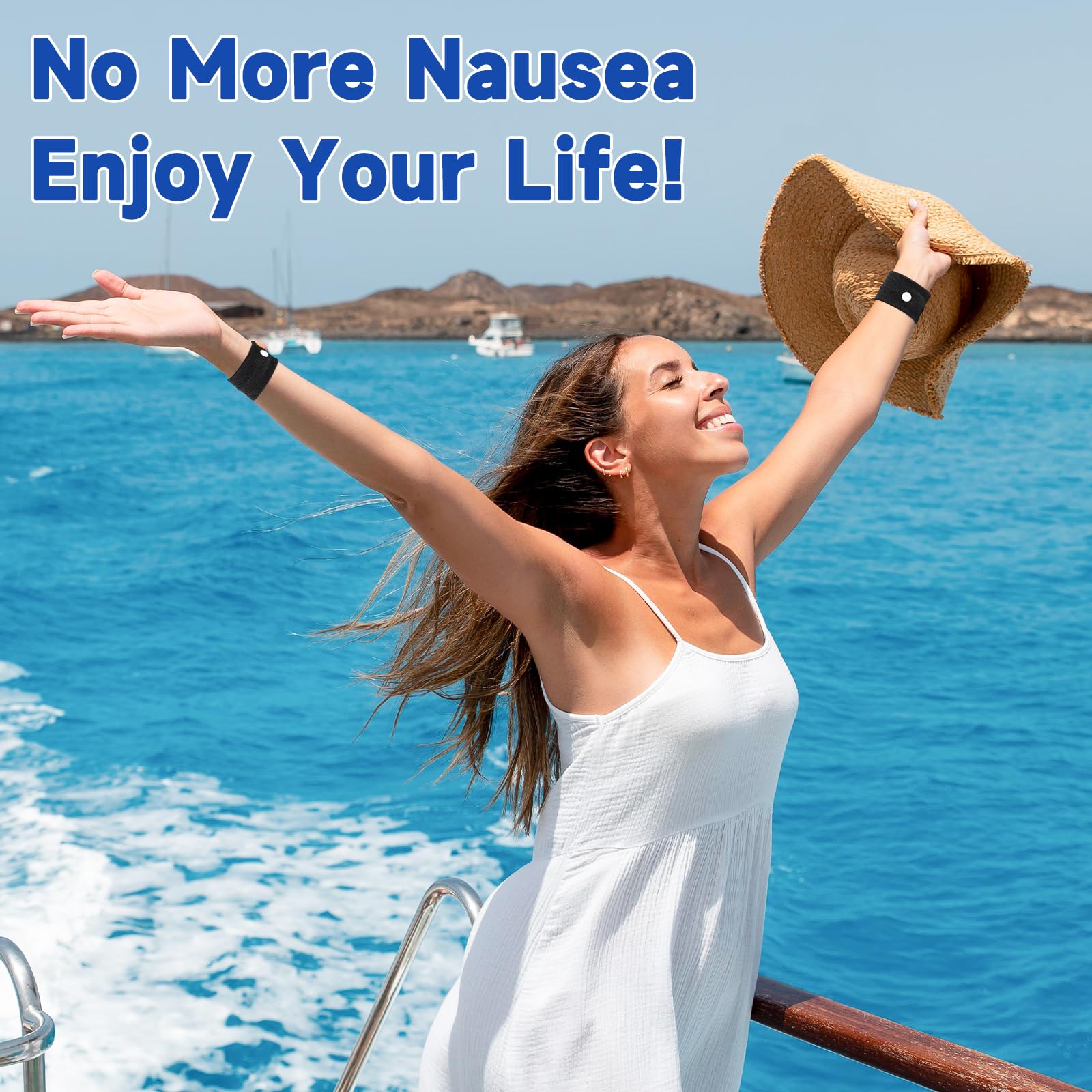 LYJEE Motion Sickness Relief Wristbands for Adults & Kids - Natural Nausea Relief Bands for Travel, Pregnancy, Boating & Car Rides - Anti-Seasickness Acupressure Bracelets for Men & Women