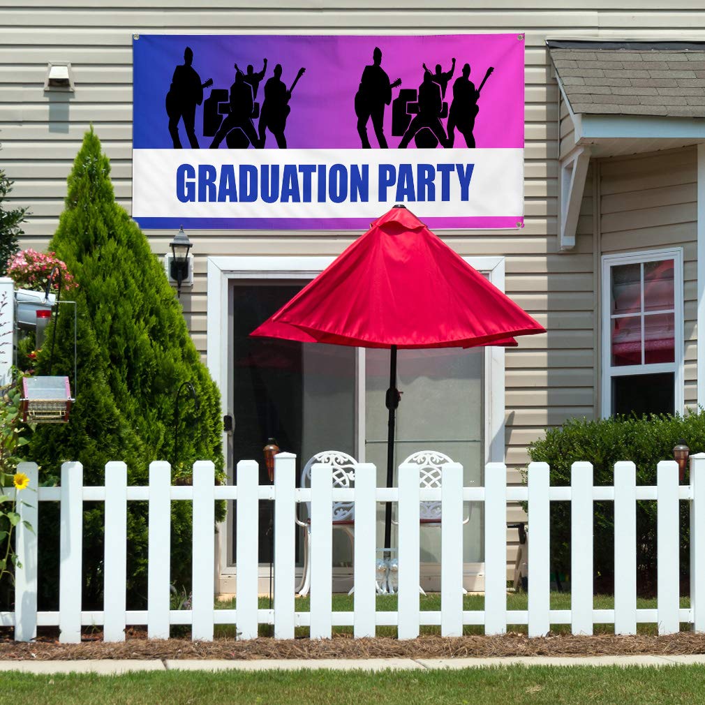 Custom Vinyl Banner 48x96 Inches - Weatherproof Outdoor Welcome Sign for Graduation Party, Holidays & Events - Heavy Duty with 8 Grommets (Blue) - Perfect for Yard Decorations, Business Promotions & Special Occasions