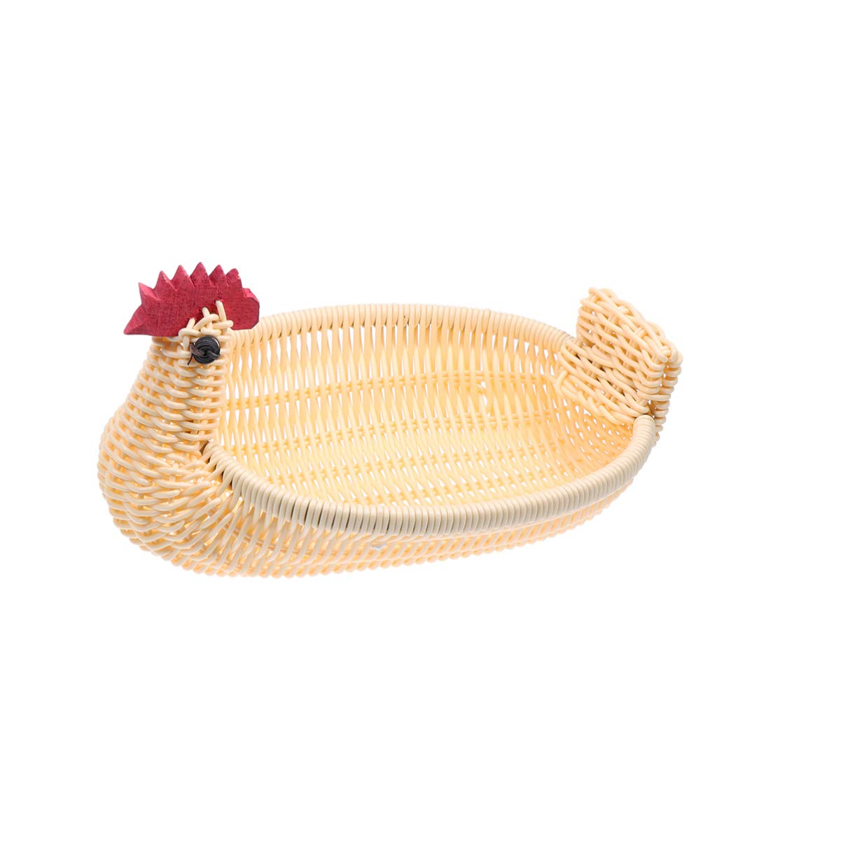 Cabilock Chicken Shaped Rattan Woven Storage Basket - Multipurpose Kitchen Organizer for Fruits, Bread, Snacks - Yellow Home Decor for Tabletop, Countertop & Shelf Styling | Perfect for Farmhouse, Rustic & Boho Kitchen Decor