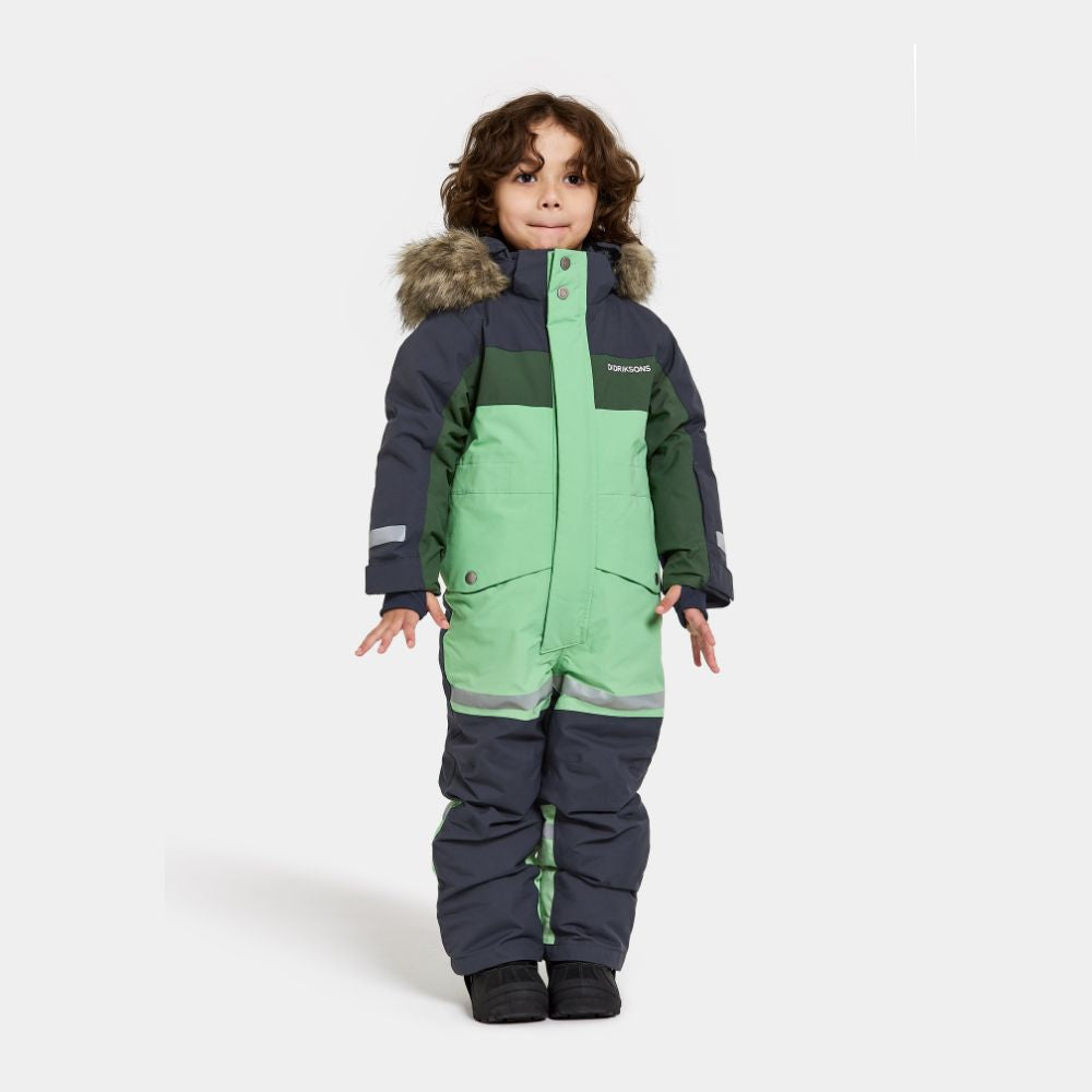 Didriksons Bjarven III Kids Snowsuit - Waterproof Winter Jacket & Pants Set for Boys & Girls, Pale Mint - Perfect for Skiing, Snowboarding & Outdoor Winter Play