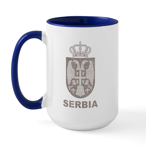 White/Navy Inside - Vintage Serbia Large Mug