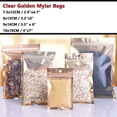100 Pcs Mylar Bags with Zipper - 8x13cm (3.2x5 inch) Heat Sealable Vacuum Pouch, Foil Lined Grip Seal Storage Bags for Coffee, Candy, Tea, Nuts & Product Samples | Airtight Food Preservation, Travel Snacks & Small Item Organization
