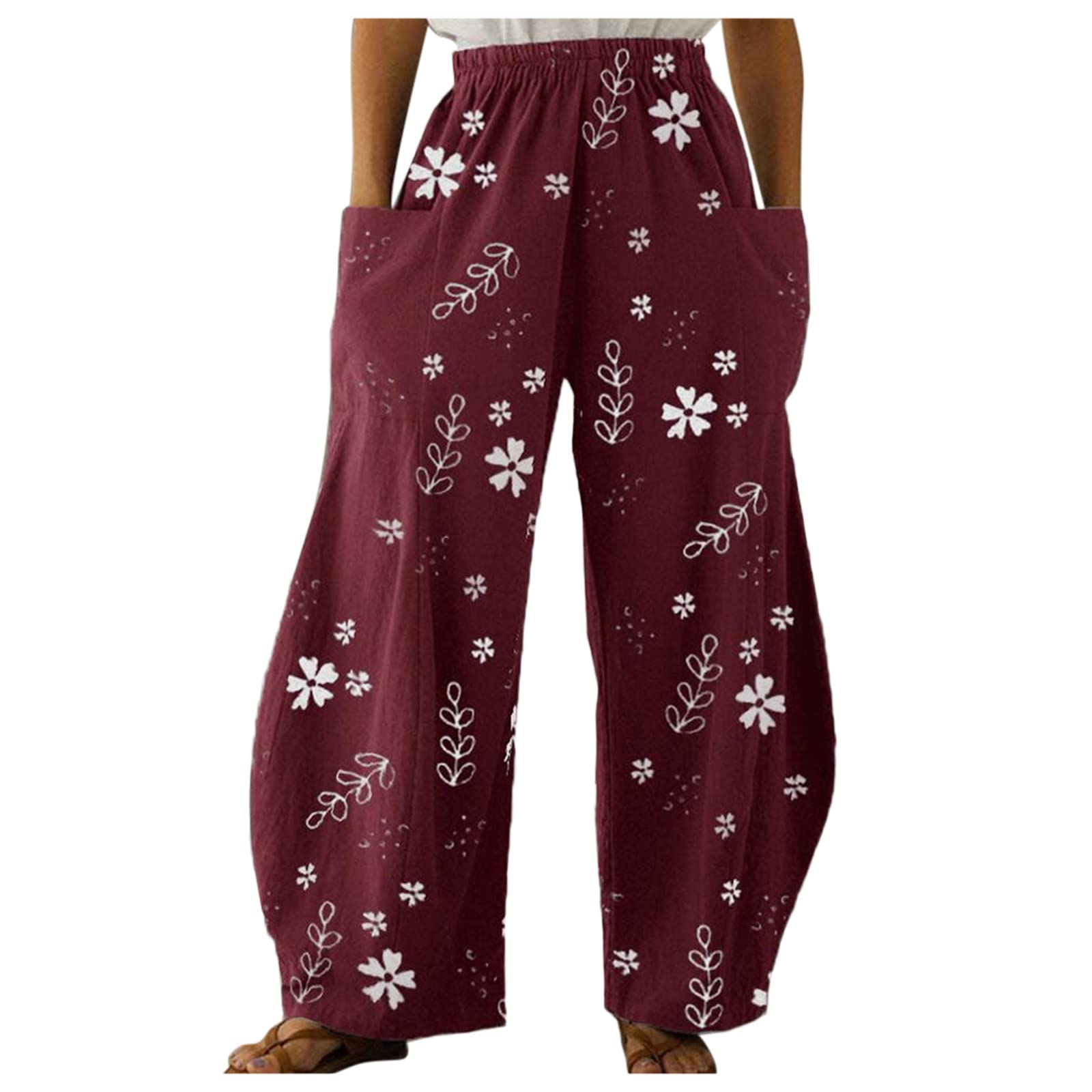 Women's Boho Print Sweatpants with Pockets - Baggy Wide Leg Casual Pants for Fall | Perfect for Lounge, Travel & Everyday Wear