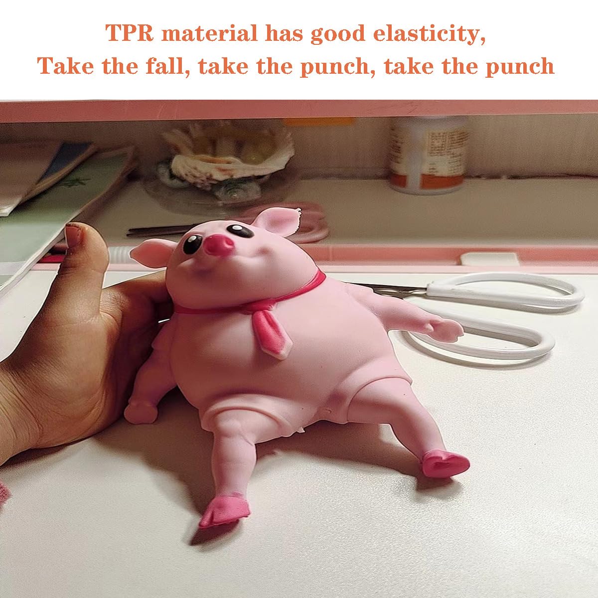 **Soft Pink Squishy Pig Toy for Kids & Adults - Stress Relief Sensory Squeeze Toy for Anxiety, TikTok Trendy Fun - Perfect for Home, Office, Travel (Small Size)**