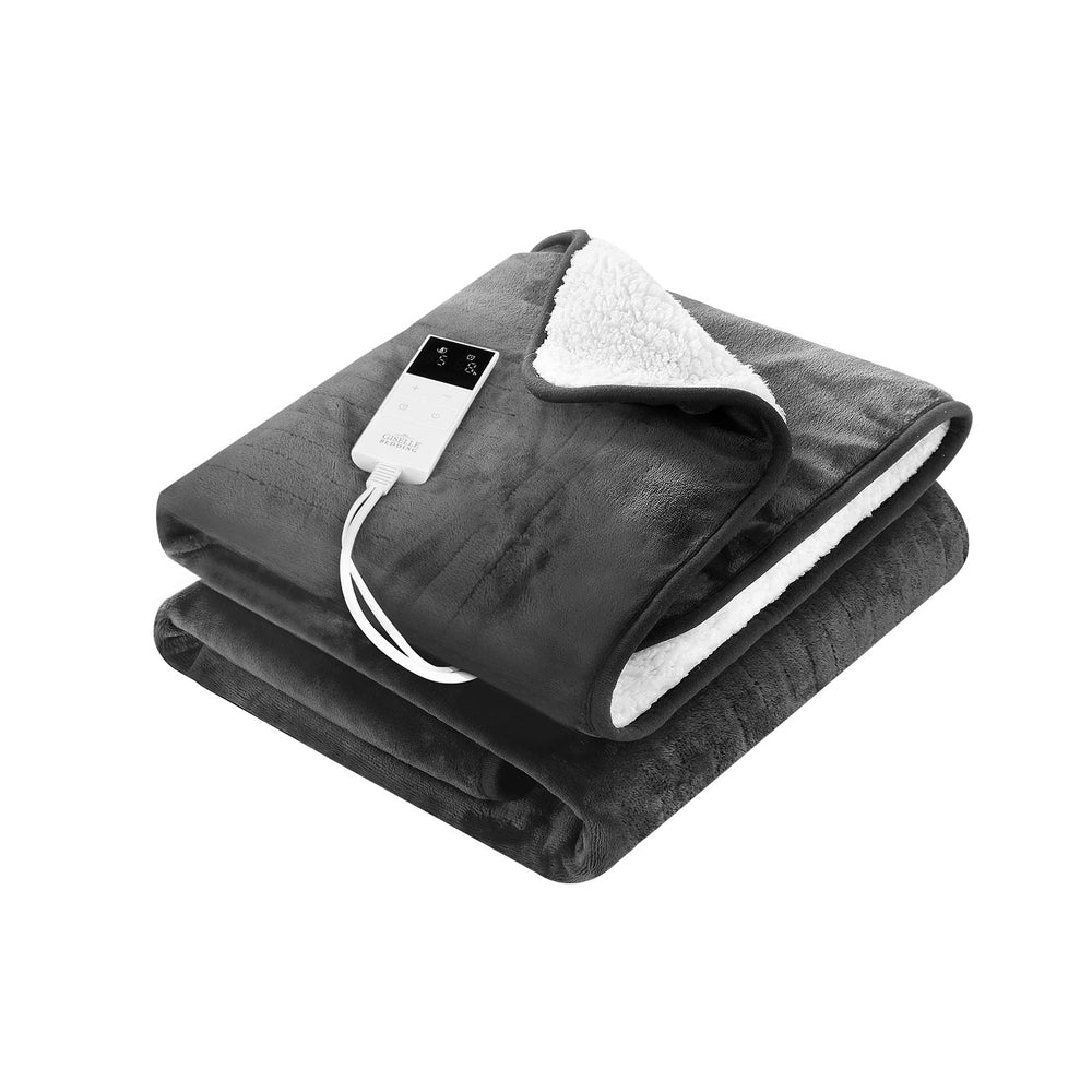 Electric Heated Throw Blanket - Washable Flannel Snuggle Rug for Winter - Cozy Grey Blanket for Sofa, Bed & Home Comfort