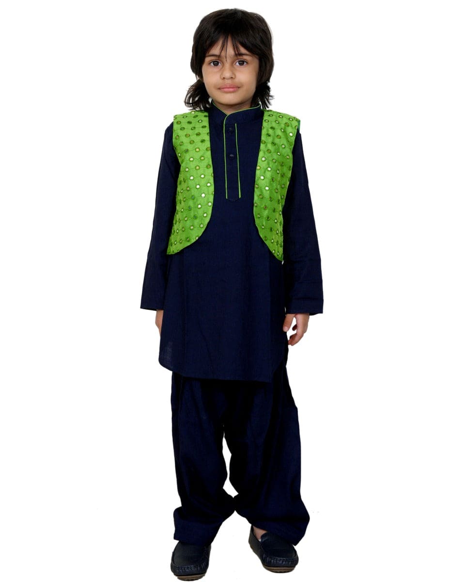 Stylish Blue Kurta Patiala with Green Mirror Jacket for Women | Traditional Indian Ethnic Wear | Perfect for Weddings, Festivals & Special Occasions