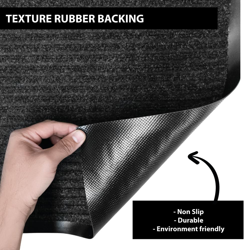 Heavy Duty Waterproof Doormat 4x6 Feet - Non-Slip Rubber Backing, Stain & Fade Resistant Welcome Mat for Entryway - Durable Boot Scraper & Shoe Cleaner in Charcoal - Perfect for Home, Office & High Traffic Areas