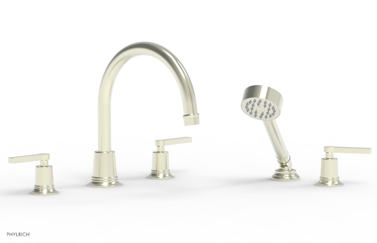 HEX MODERN Deck Mount Tub Faucet Set with Hand Shower and Lever Handles 501-51 - Perfect for Bathroom Renovation and Spa-Like Shower Experience