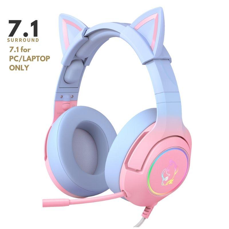 ONIKUMA K9 CAT ELF RGB Stereo Gaming Headset with Mic for PS4, Xbox One, PC, Nintendo Switch - Wired Over-Ear Headphones for Pro Gamers & Streaming (Perfect for FPS, RPG & Online Multiplayer Games)