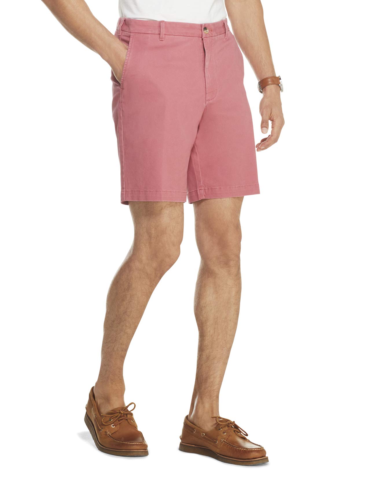 IZOD Men's Comfort Stretch Flat Front Casual Shorts with Pockets - Perfect for Summer, Golf, Beach & Outdoor Activities