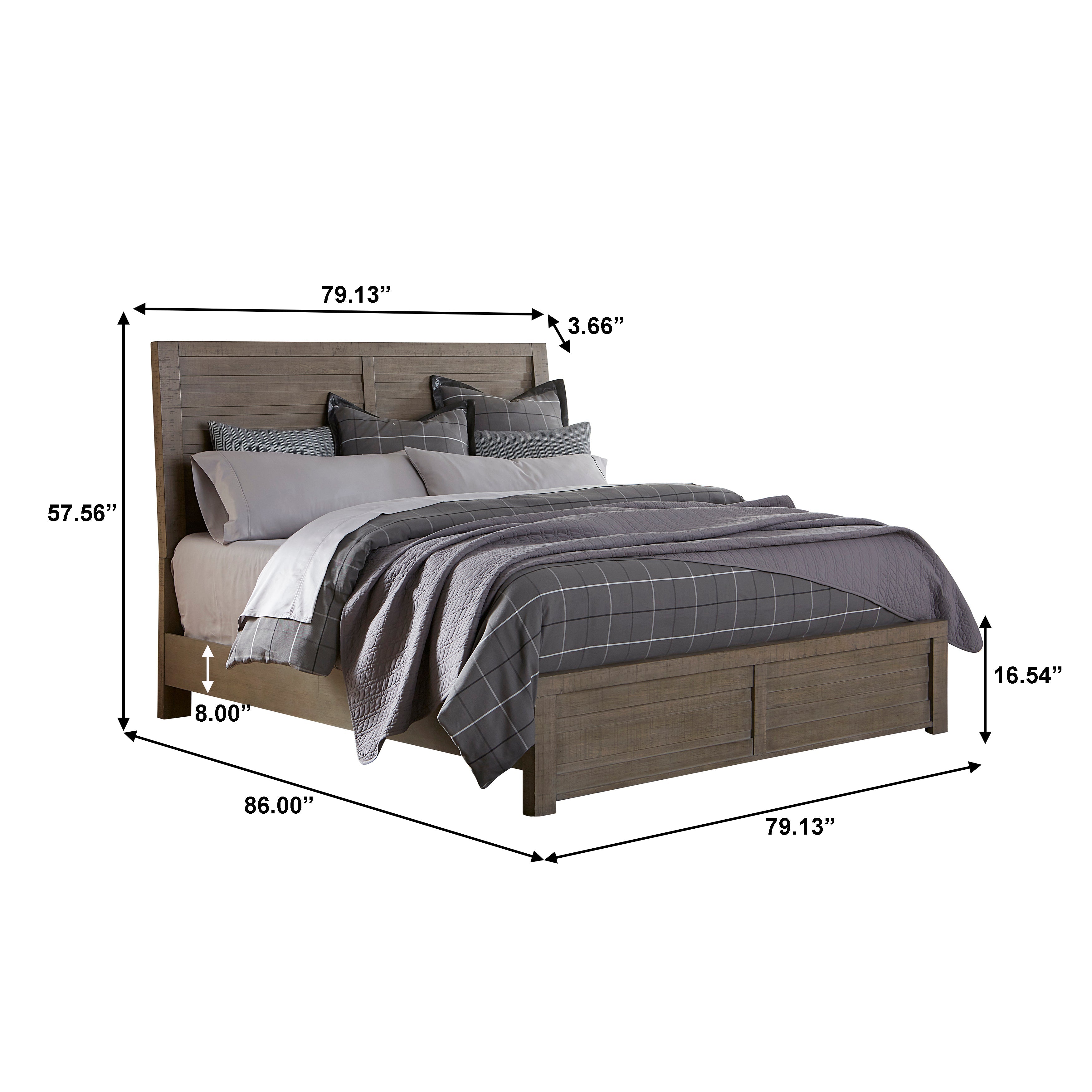 Sedona Transitional Medium Gray Wood Panel Bed Frame - Queen Size Solid Wood Platform Bed with Headboard for Modern Bedroom Decor