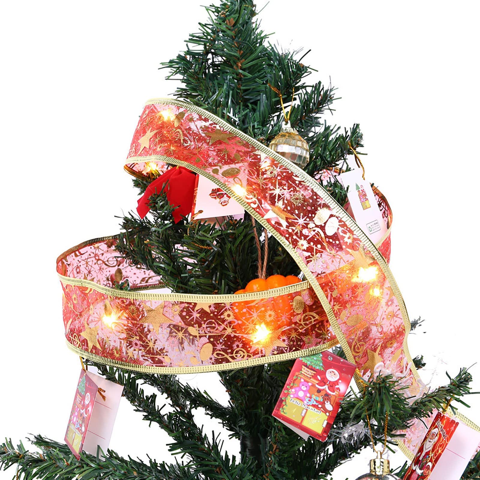 Shining Ribbon Fairy Lights LED Christmas Lights - Battery Operated Glow Ribbon Decor for Xmas Tree, DIY Lace Bow, Indoor & Outdoor Holiday Decorations - Perfect for Christmas Tree, Wedding, Party, and Home Decoration