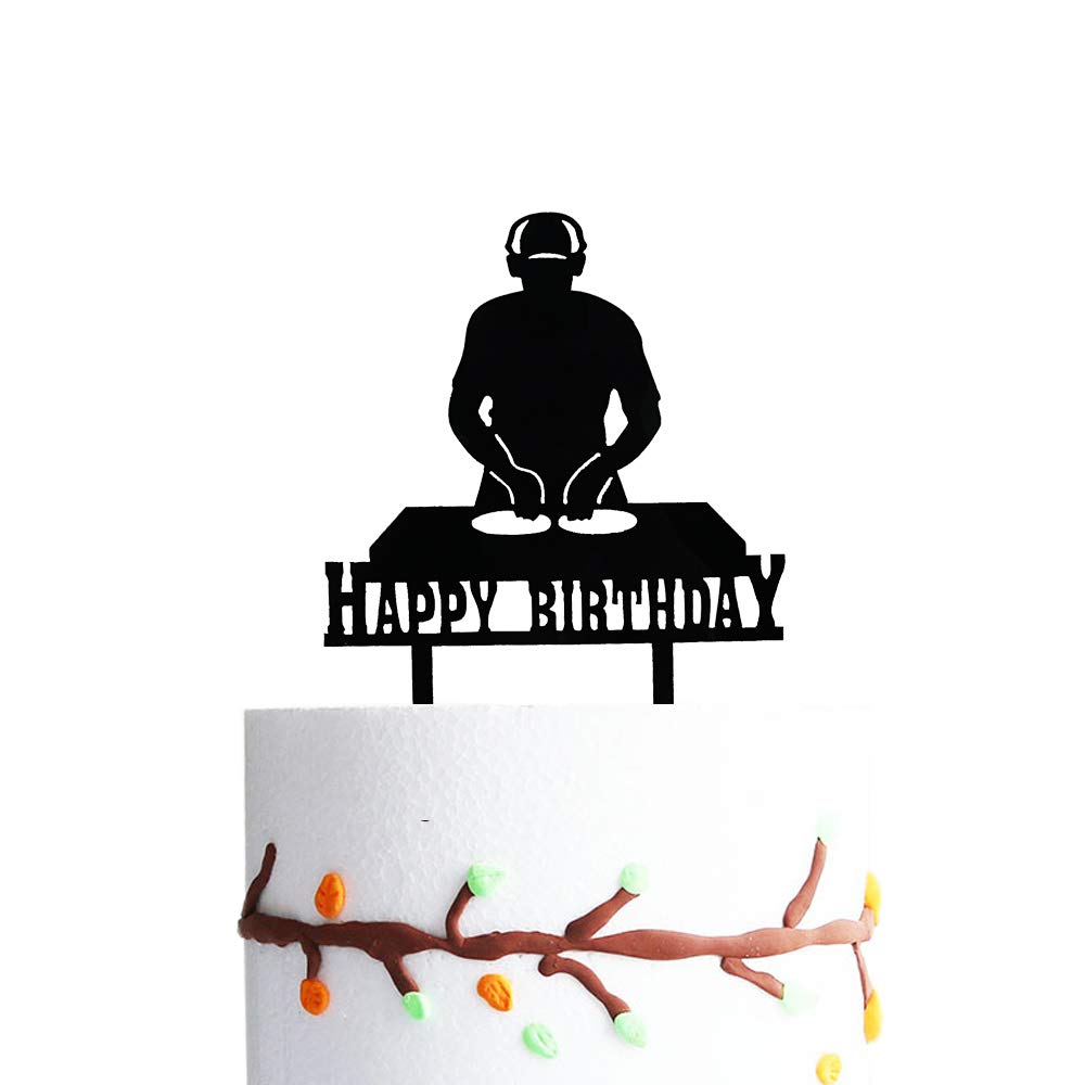 Disco Theme Happy Birthday Cake Topper - DJ Party Decorations for Birthday Celebrations, Weddings & Special Events
