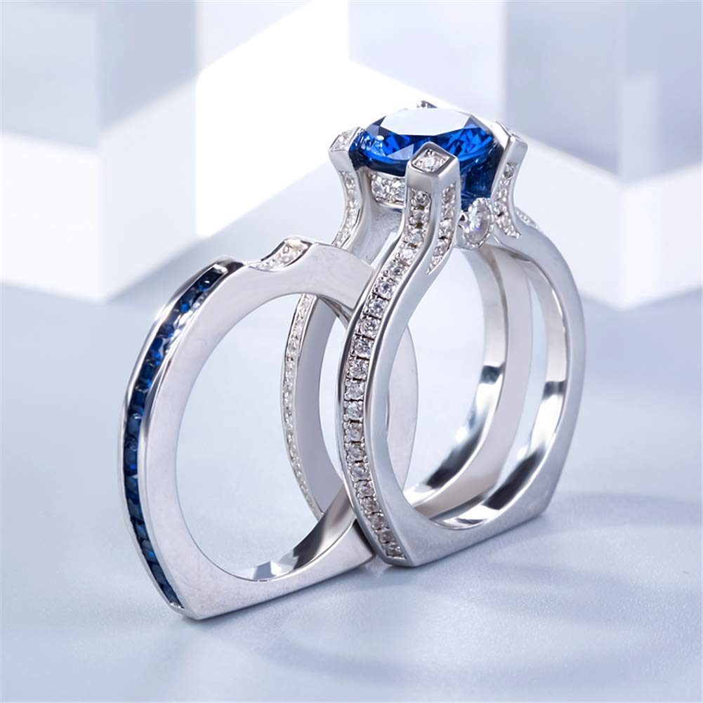 Jeulia 3.5 Carat Cubic Zirconia Wedding Ring Set for Women - Sterling Silver Simulated Diamond Engagement Ring with Round Cut Colorful Stones - Anniversary Promise Rings - Perfect for Bridal Jewelry Gifts & Special Occasions