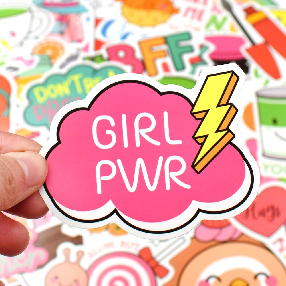 Cute Girl Stickers 50Pcs - Waterproof for Water Bottles, Laptops & Hydroflask - Kids & Teens Decor