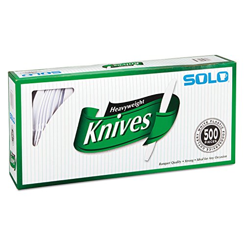Heavyweight White Plastic Knives - 7 Inch, 500 Count (SOLO CUPS 827271) - Perfect for Parties, Catering, and Outdoor Events