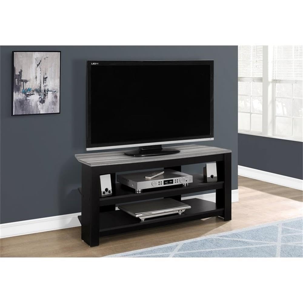 Monarch Specialties Black TV Stand for Living Room - Modern Entertainment Center with Storage Shelf for TV, Media, and Gaming Consoles - Perfect for Home Theater Setup