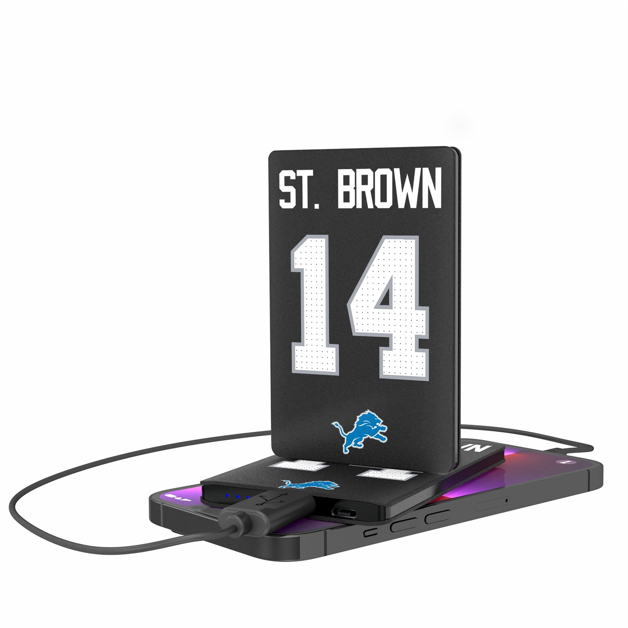Amon Ra St. Brown Detroit Lions NFL Player Portable 2500mAh Credit Card Power Bank - Perfect for Travel, Charging on the Go & Game Day Essentials