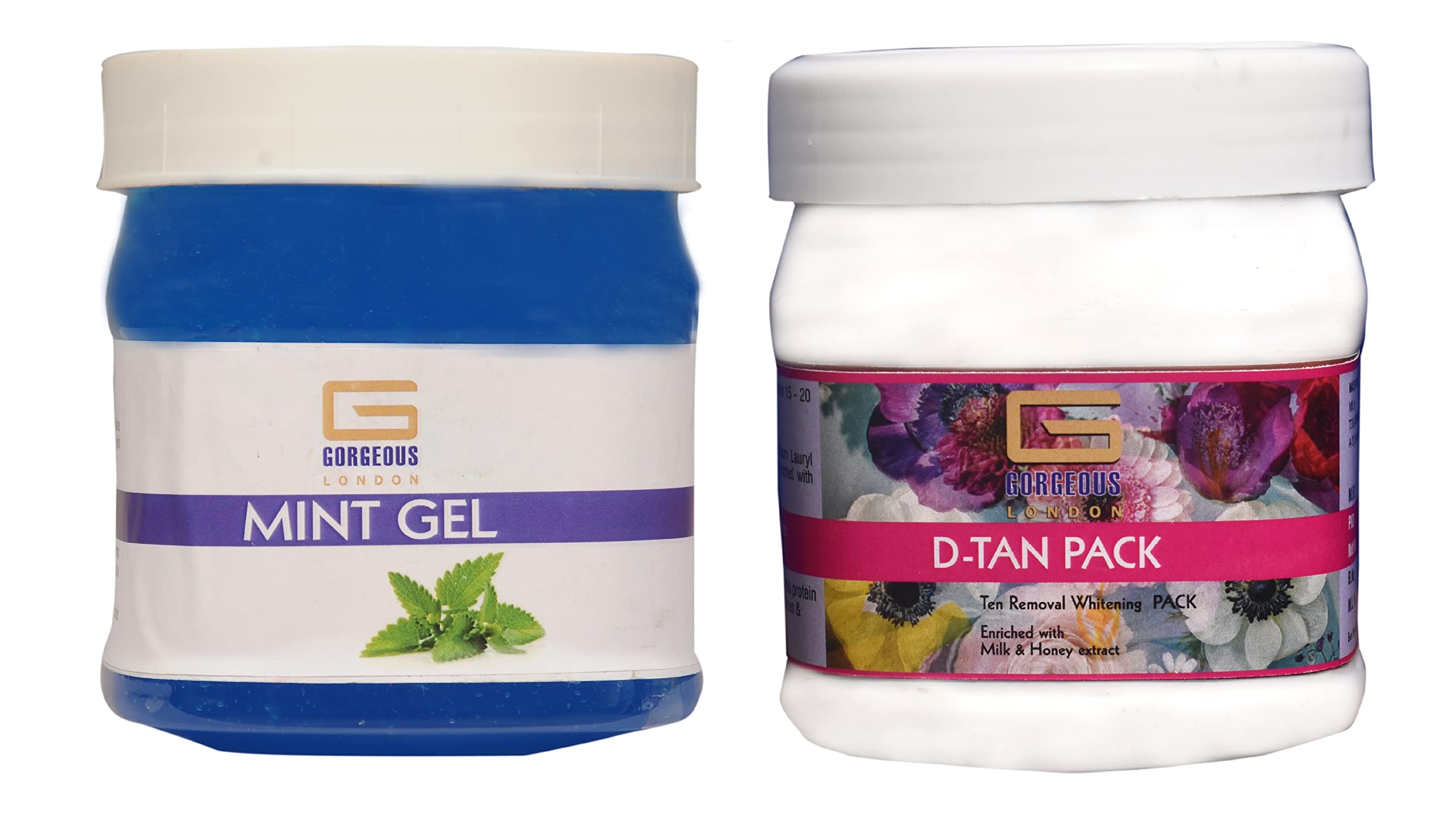 London Mint Gel & D-Tan Pack Combo - 2 Pack (450ml Each) for Skin Brightening & Tan Removal | Spa & Home Skincare Treatment