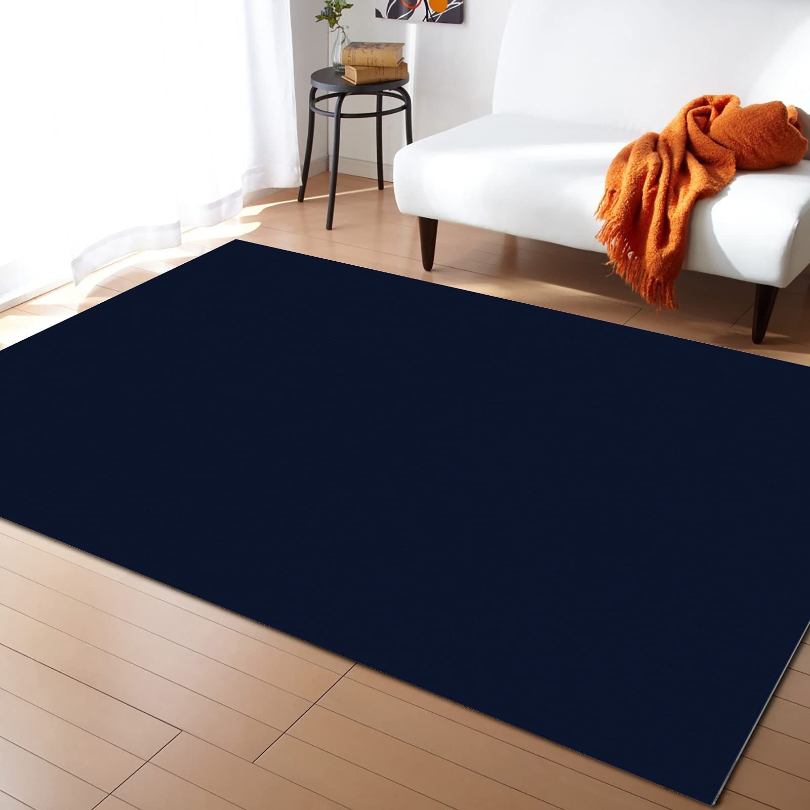 Washable Non-Slip Indoor/Outdoor Accent Rug - 2.6x5ft Bathroom Mat, Front Door Carpet for Bedroom, Kitchen & Living Room - Perfect for High Traffic Areas & Pet-Friendly Homes - Blue Floor Mat