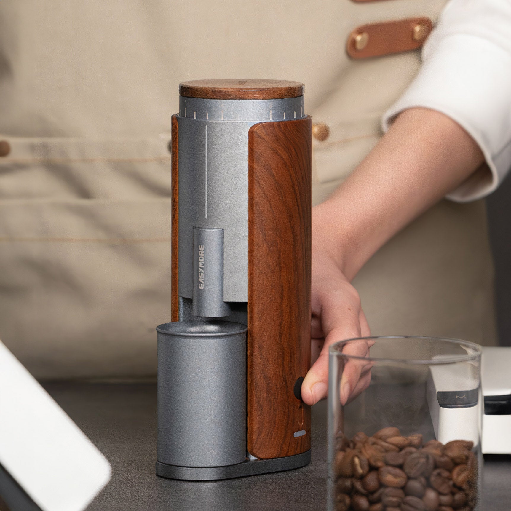 Premium Rechargeable Coffee Grinder with Elegant Wood Cover - Portable Electric Burr Mill for Fresh Espresso, French Press & Cold Brew at Home, Office or Travel