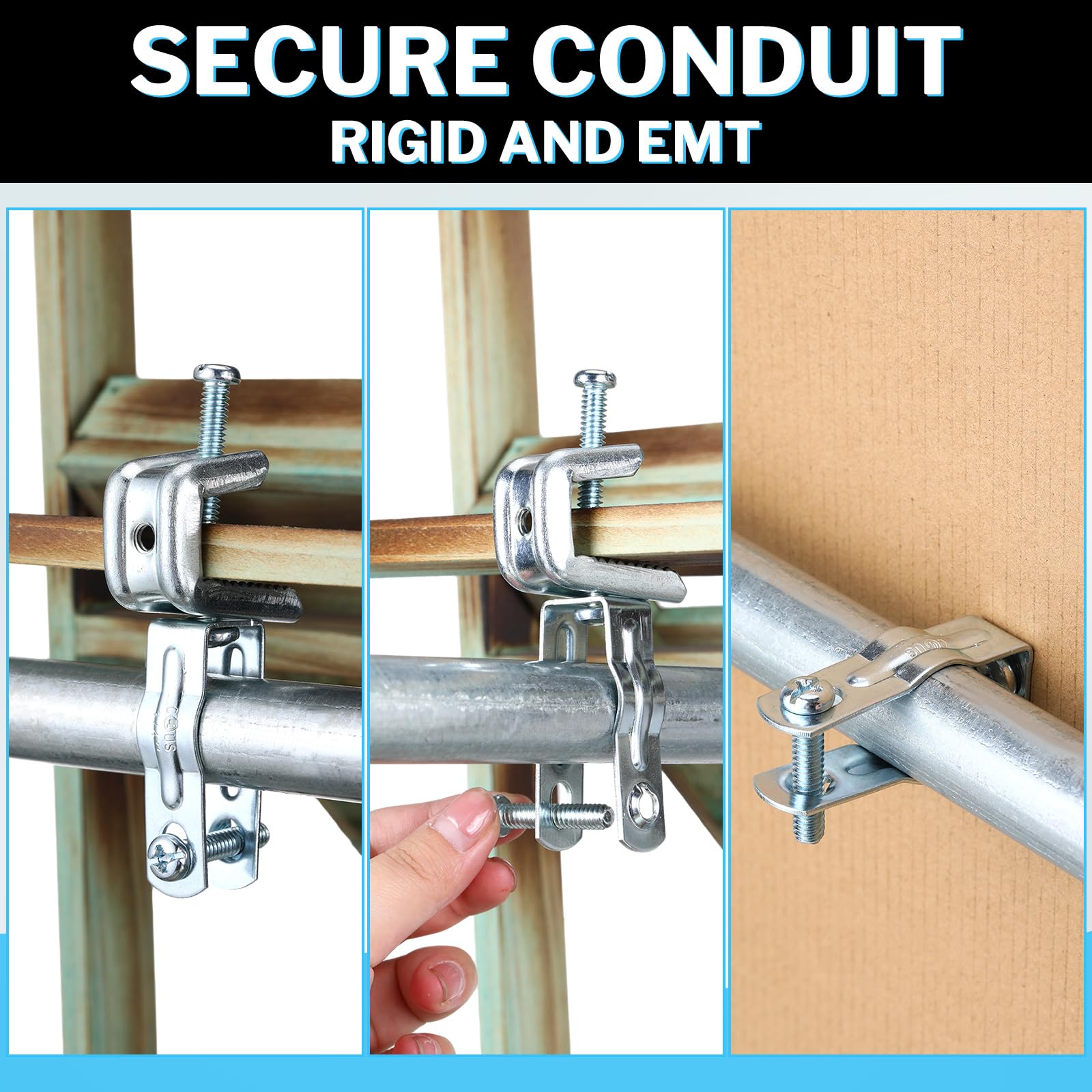 25 Pcs 1/2 Inch EMT Conduit Hangers with Bolt - Galvanized Metal Conduit Clamps & Strut Straps for Threaded Rods or Insulated Supports - Heavy Duty Rigid Pipe Fittings Mounting for Electrical Wiring, HVAC & Plumbing Installations