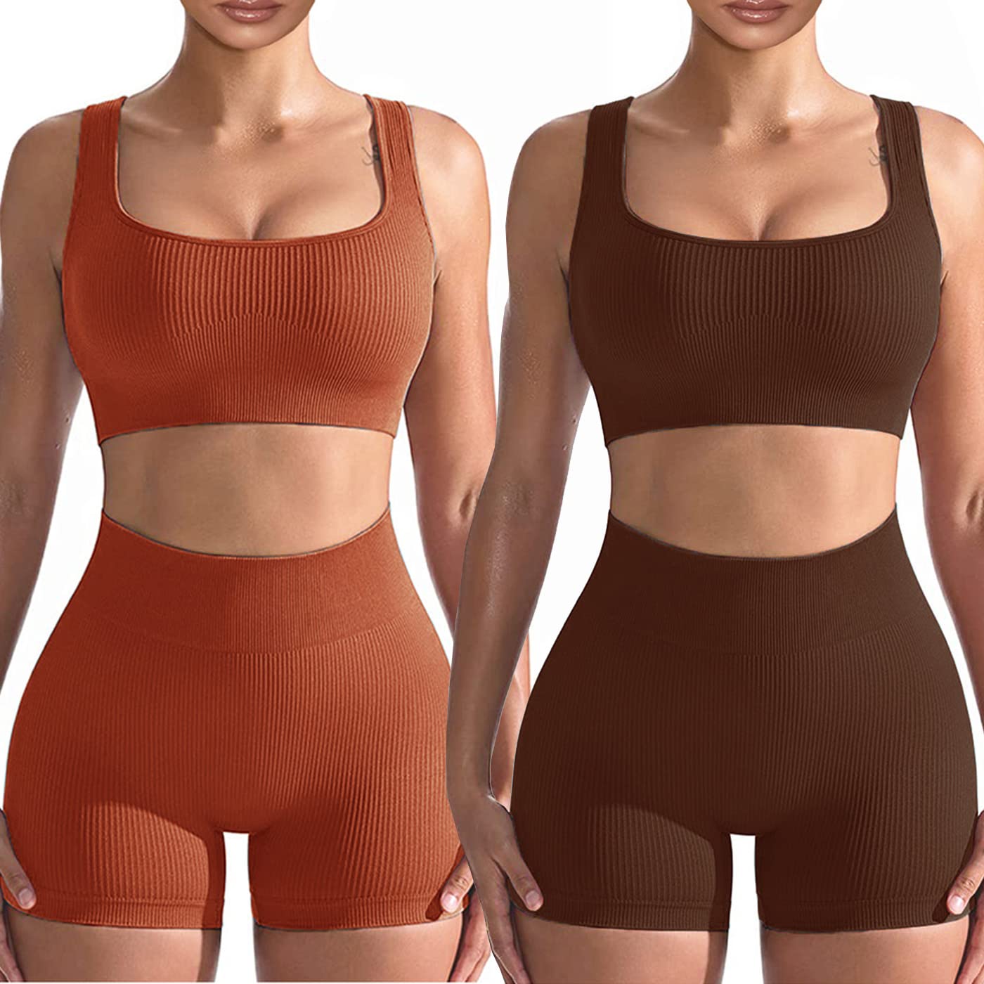 Women's 2-Piece Workout Sets - Cute Yoga Outfits | 2 Pack Gym Clothes for Yoga, Pilates & Fitness Training