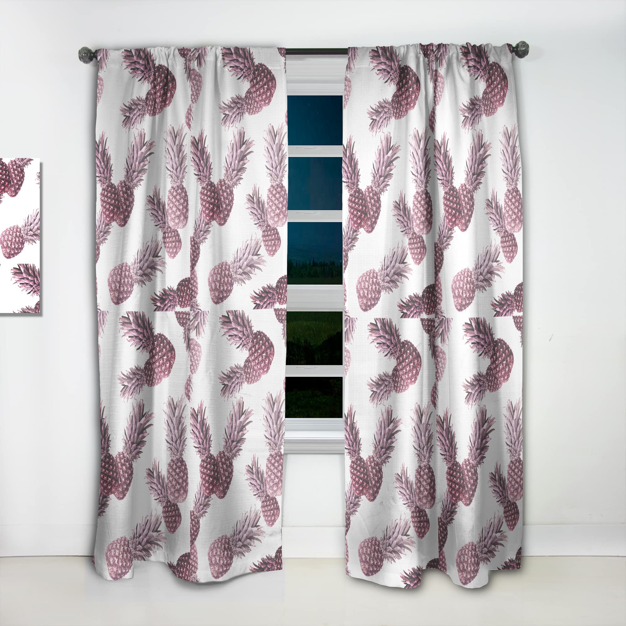 DesignQ Thermal Insulated Curtains - Pineapple Summer Bliss III - 52x120 Single Panel for Bedroom & Living Room - Energy Saving Blackout Drapes for Home Decor, Sun Protection & Privacy
