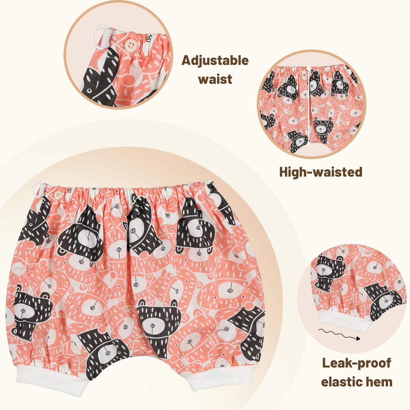 **MooMoo Baby Bedwetting Shorts Diaper Pants for Summer - 2 Packs Super Absorbent Potty Training Underwear for Boys & Girls | Daytime & Overnight Protection, Leak-Proof Comfort**