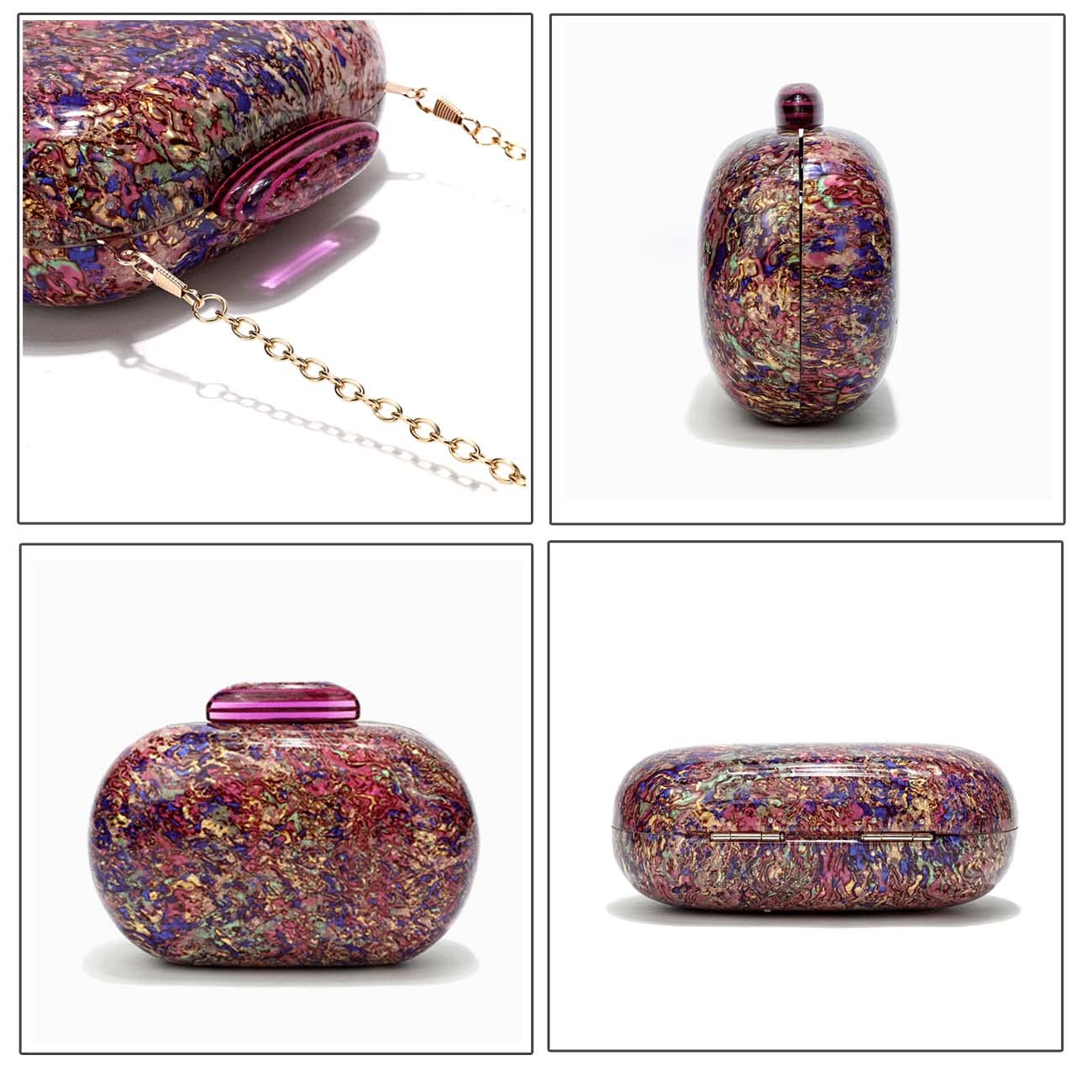Elegant Acrylic Clutch Purse for Women - Gold Chain Evening Bag for Party, Anniversary & Formal Events - Perfect for Weddings, Galas & Special Occasions