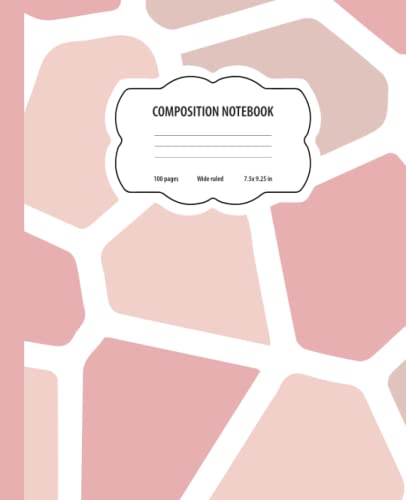 Cute Pink Giraffe Pattern Composition Notebook Wide Ruled - Aesthetic Pastel Notebook for Teen Girls & Giraffe Lovers | School Supplies, Journaling, Note Taking, Gift Idea